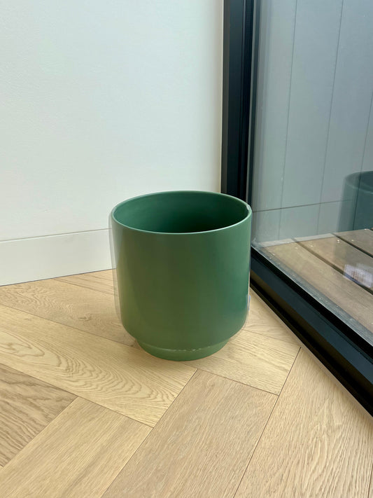 24cm in olive green ceramic pot  with saucer