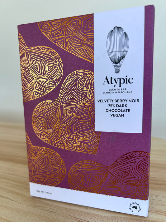 Atypic Mixed Berry Dark Chocolate – 75% Vegan (80g)