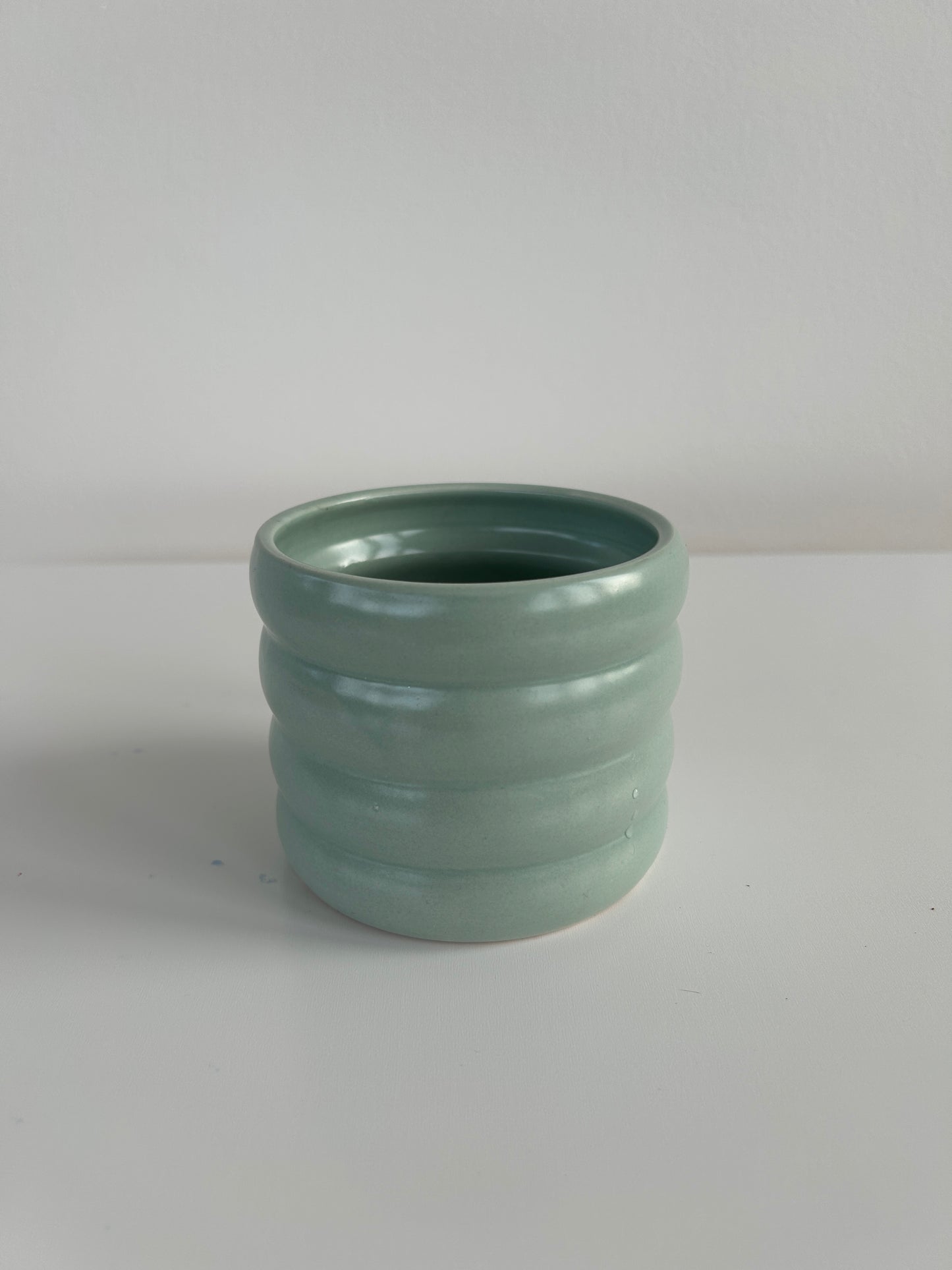 Mint green ceramic coil pot 10cm