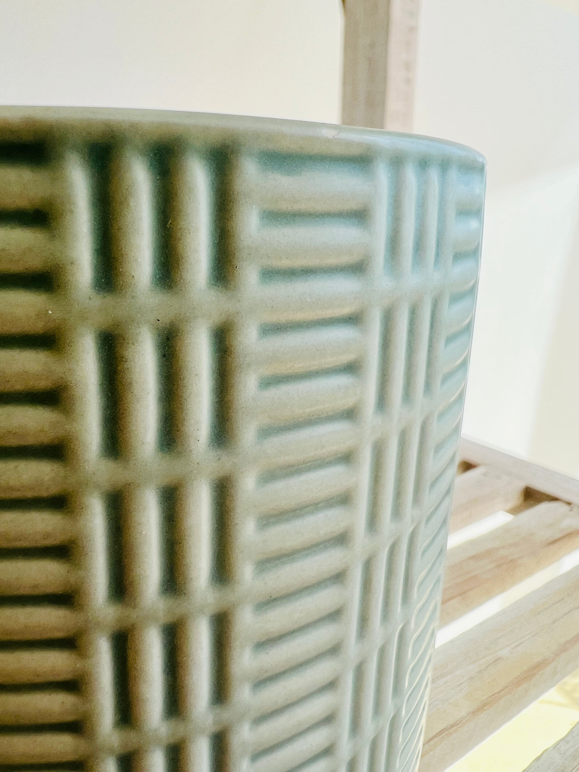 Mint Green Ceramic Pattern Plant Pot 12cm