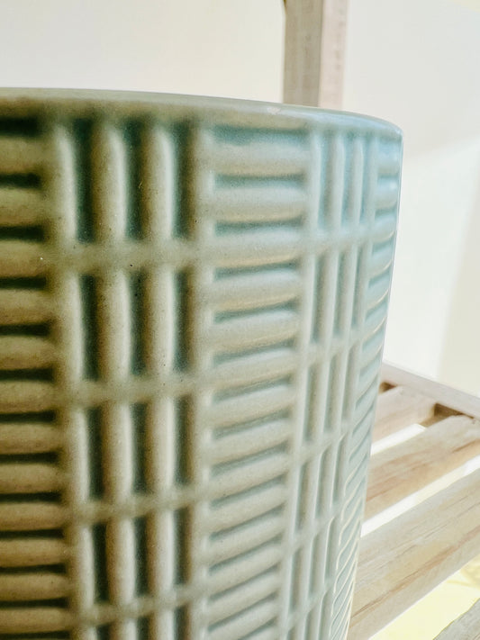 Mint Green Ceramic Pattern Plant Pot 12cm