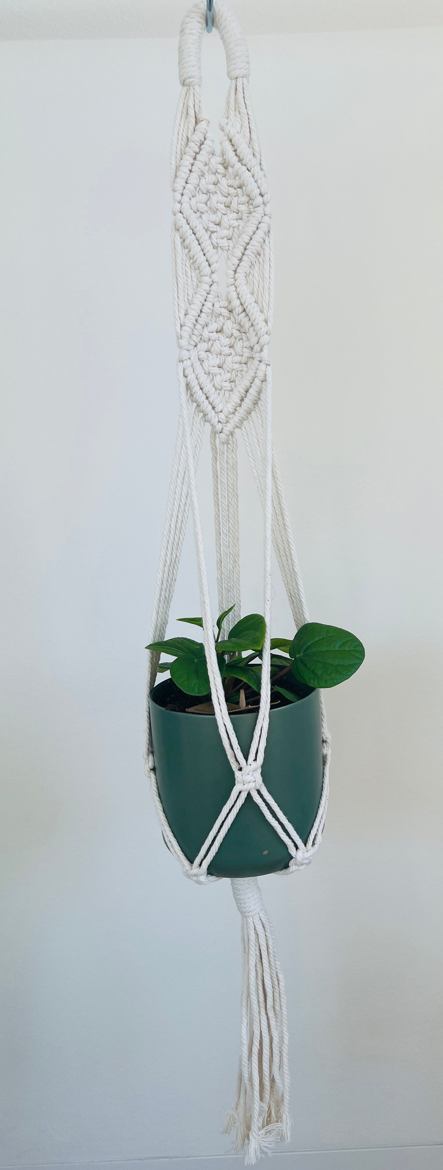 Diamond Braided Macramé Indoor Plant Pot Hanger ~50cm Boho Chic Décor Home Garden Hand Made