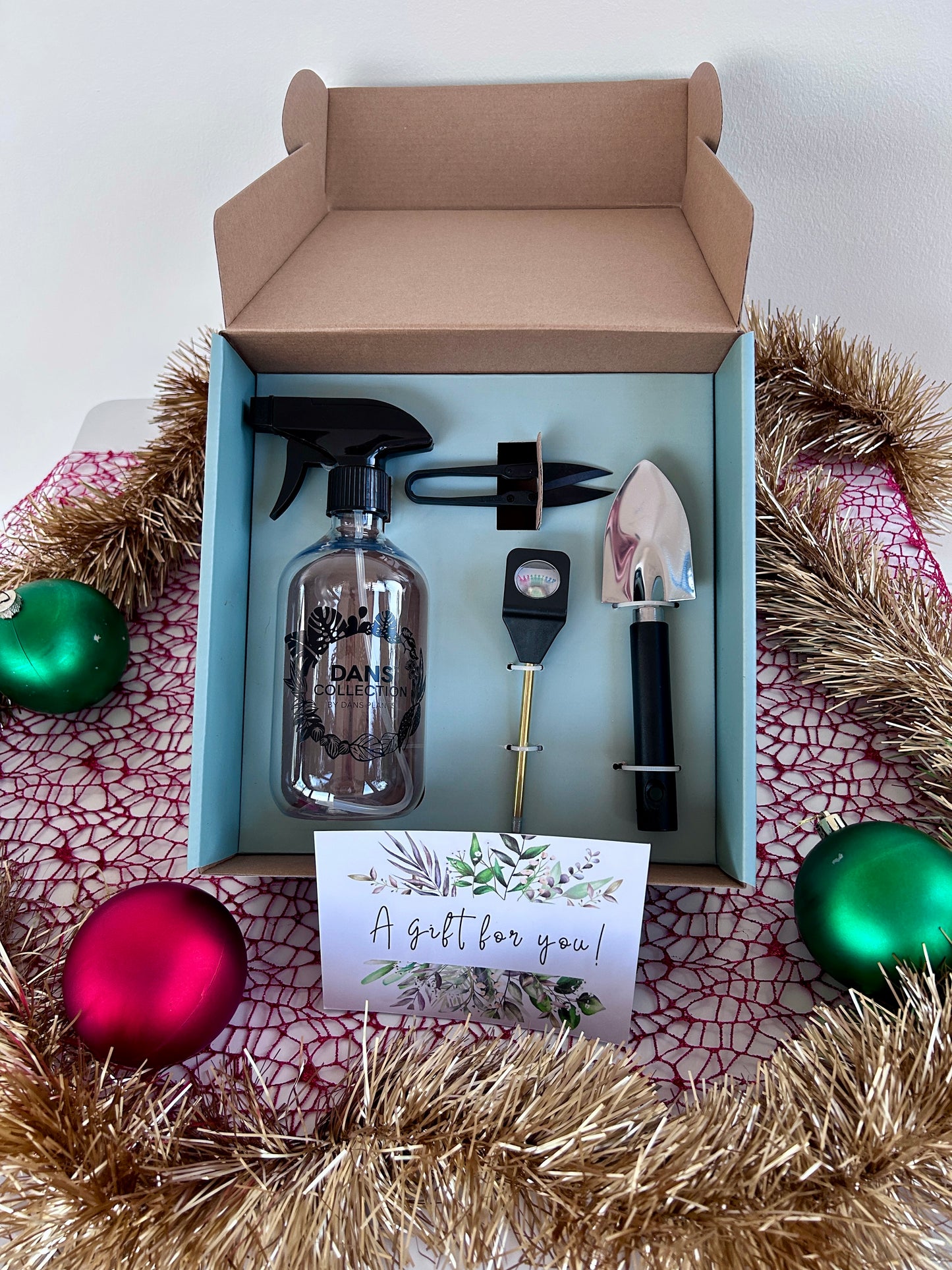 Plant care kit - moisture meter, propagation scissors, misting bottle, spade