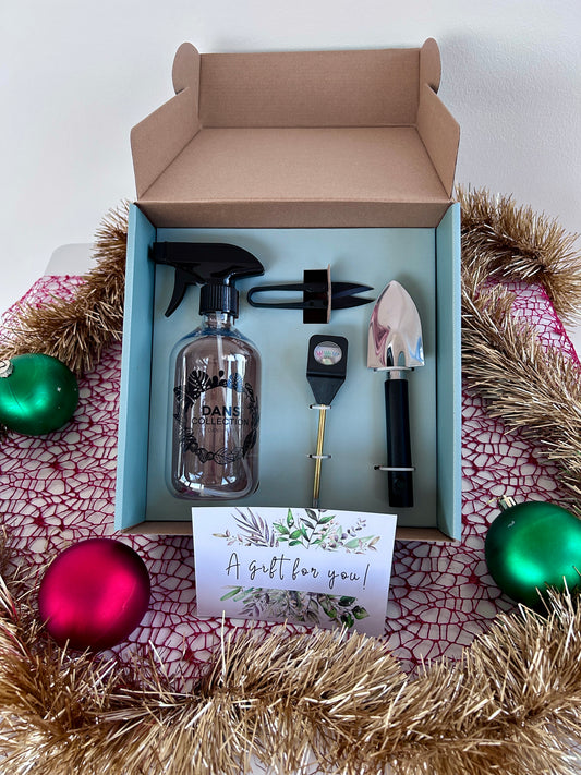 Plant care kit - moisture meter, propagation scissors, misting bottle, spade