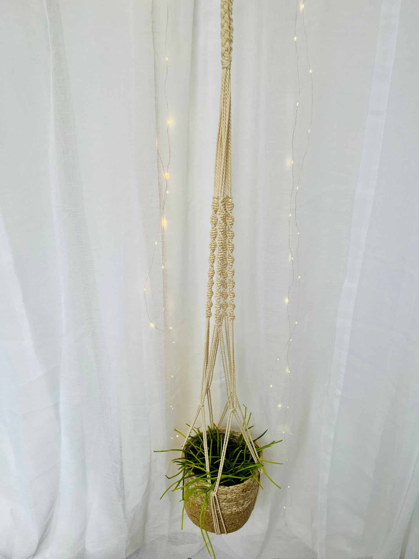 Twisted Macramé Indoor Plant Pot Hanger 120cm Boho Chic Décor Home Garden