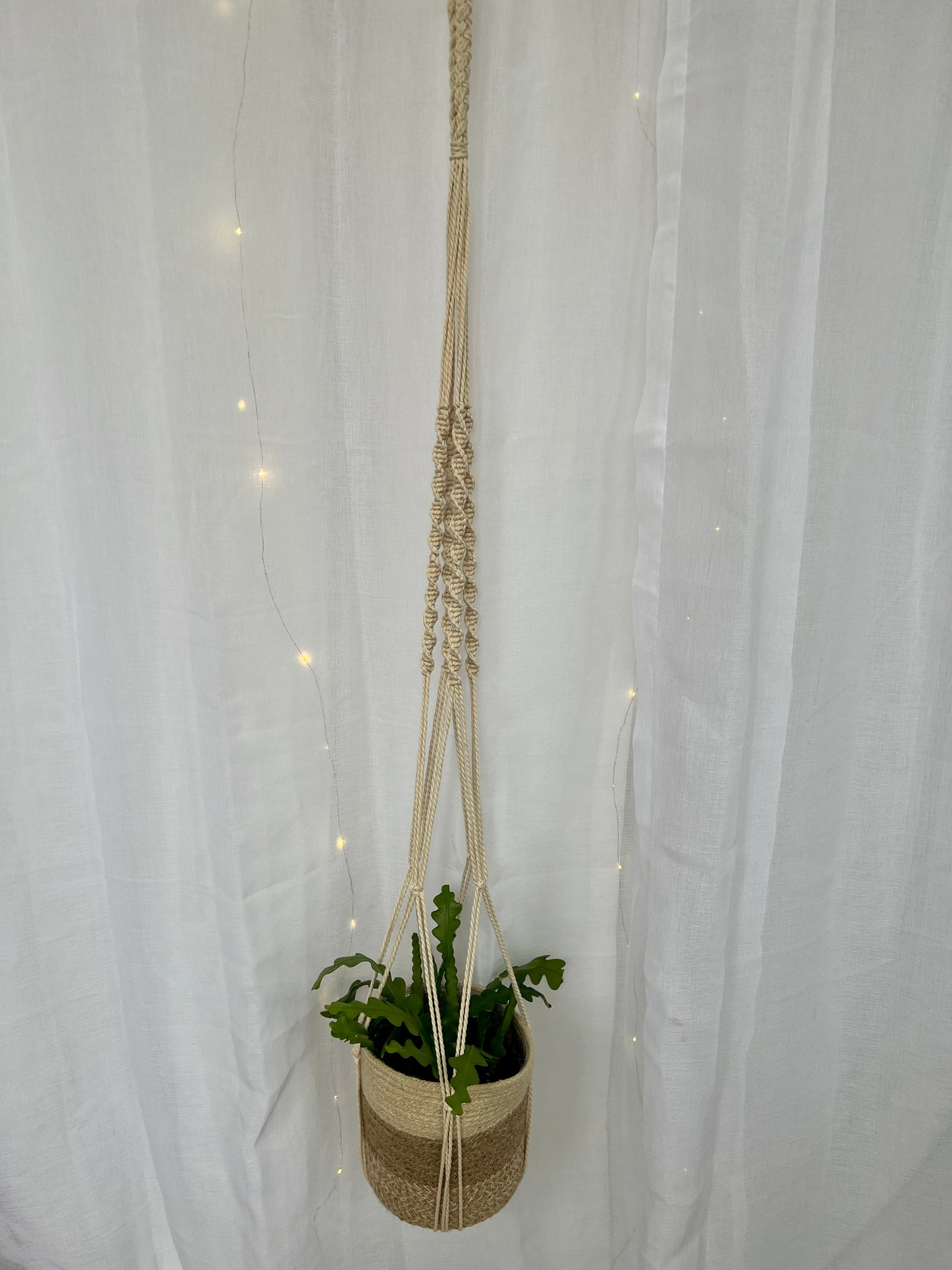 Twisted Macramé Indoor Plant Pot Hanger 120cm Boho Chic Décor Home Garden