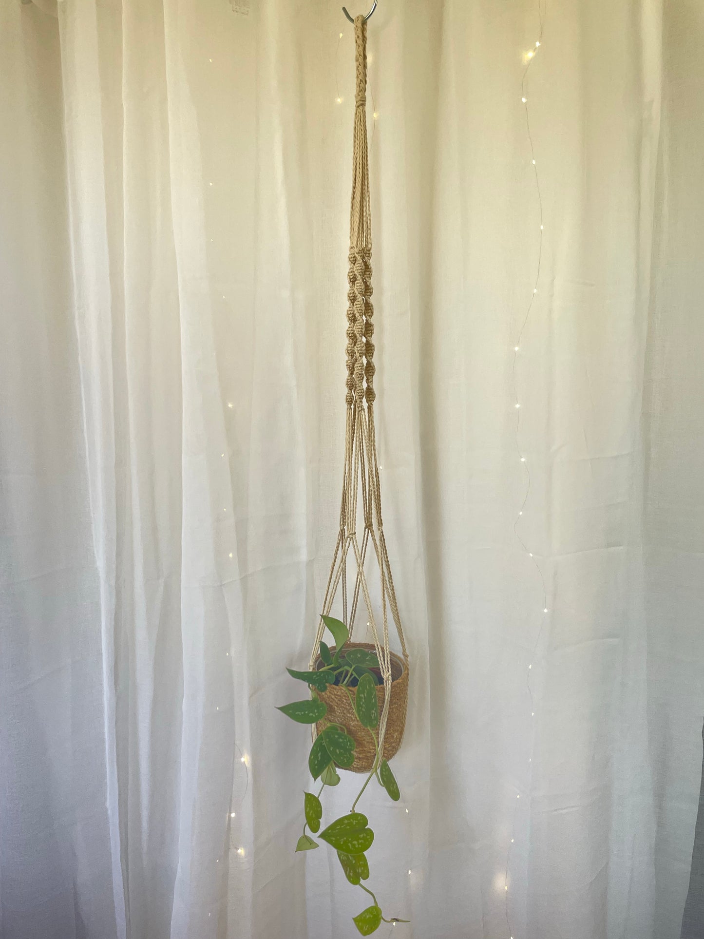 Twisted Macramé Indoor Plant Pot Hanger 120cm Boho Chic Décor Home Garden