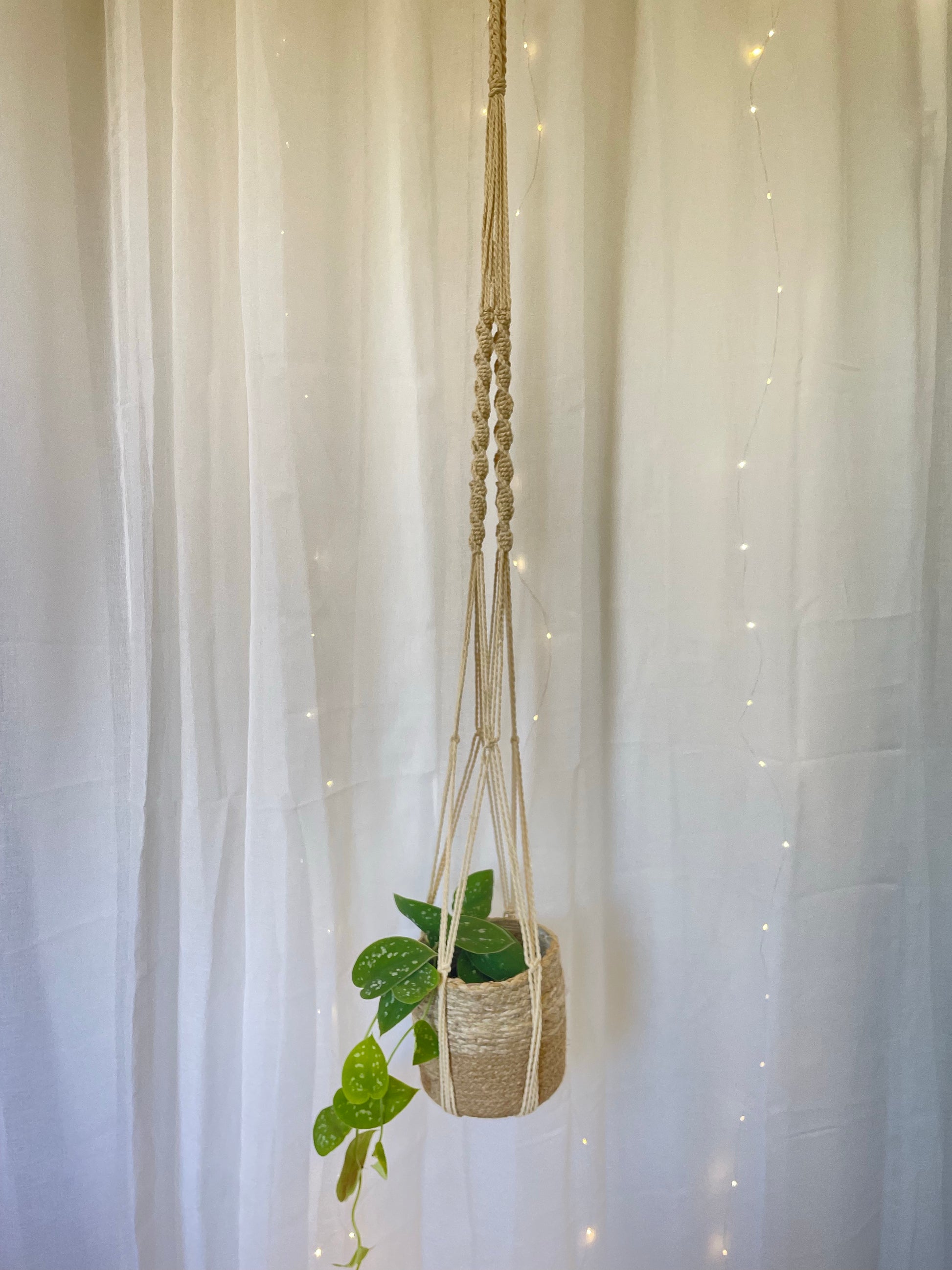 Twisted Macramé Indoor Plant Pot Hanger 120cm Boho Chic Décor Home Garden