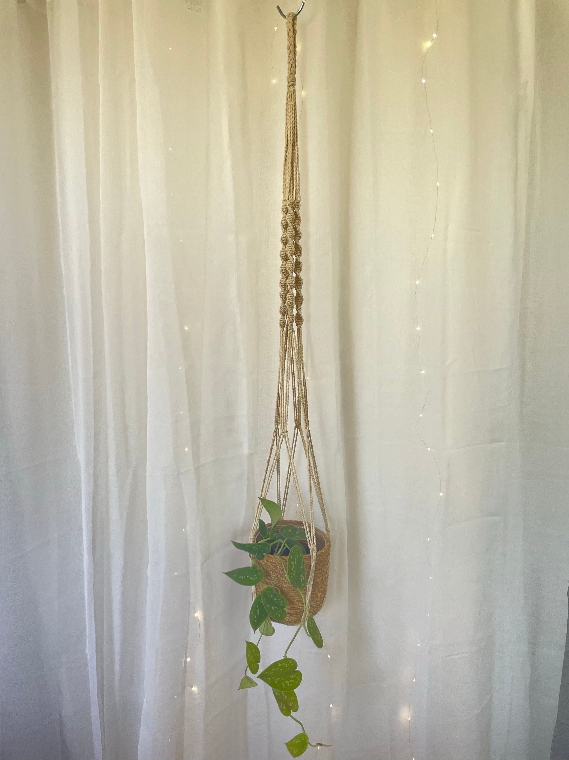 Twisted Macramé Indoor Plant Pot Hanger 120cm Boho Chic Décor Home Garden