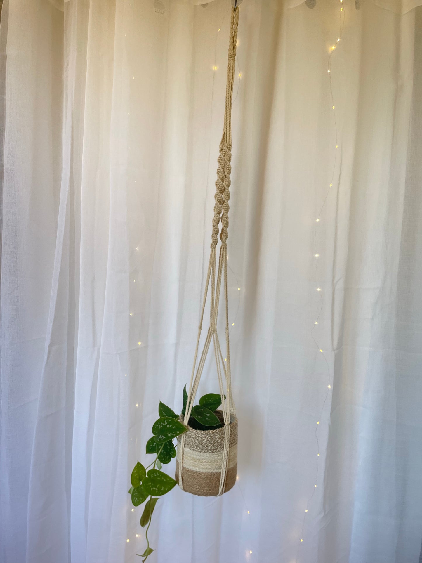 Twisted Macramé Indoor Plant Pot Hanger 120cm Boho Chic Décor Home Garden
