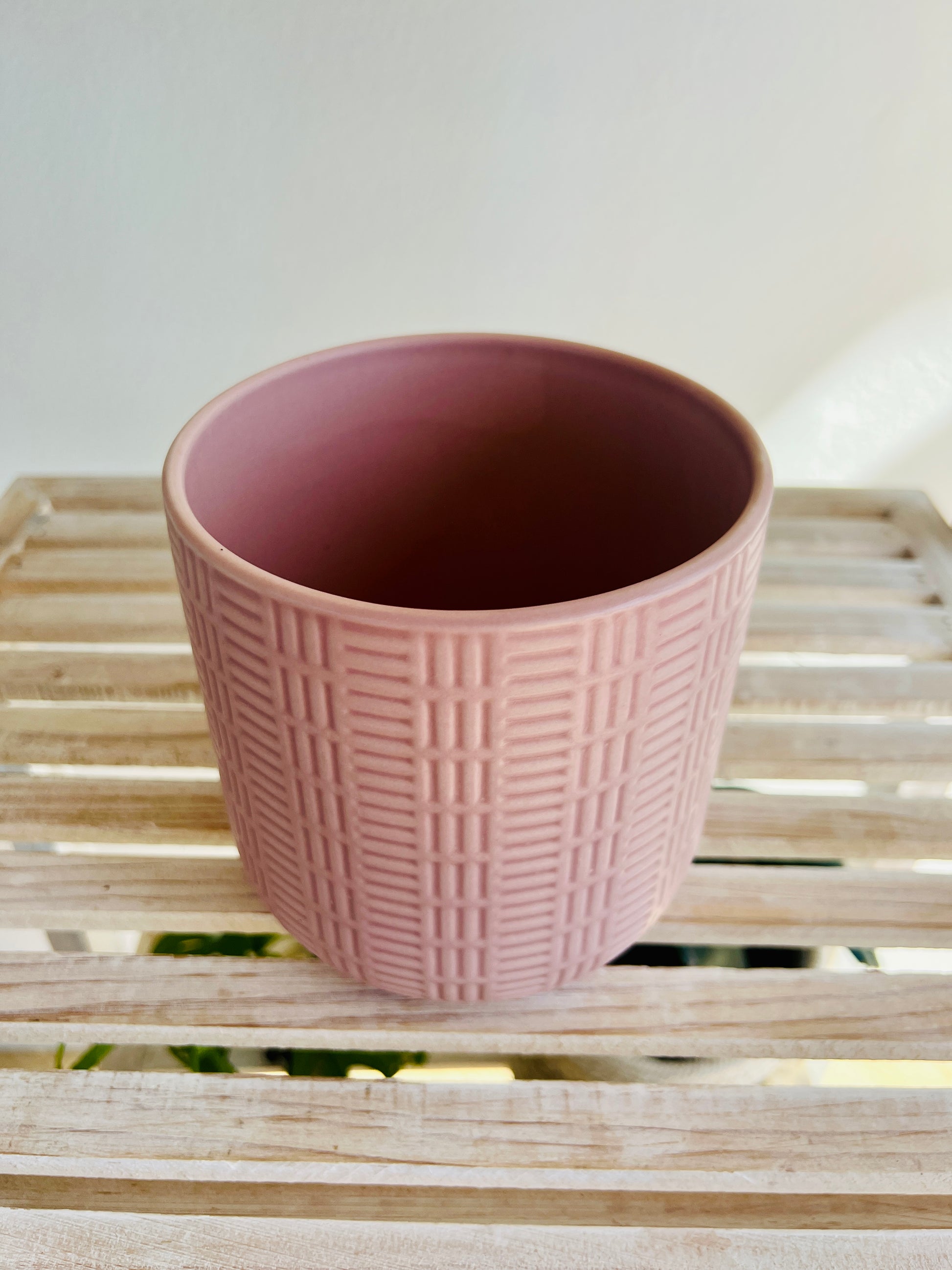 Blush Pink Pattern Ceramic Plant Pot 12cm