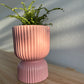 Blush Pink Tall Ribbed Ceramic Vase Plant Pot 12cm Diameter