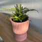 Blush Pink Tall Ribbed Ceramic Vase Plant Pot 12cm Diameter