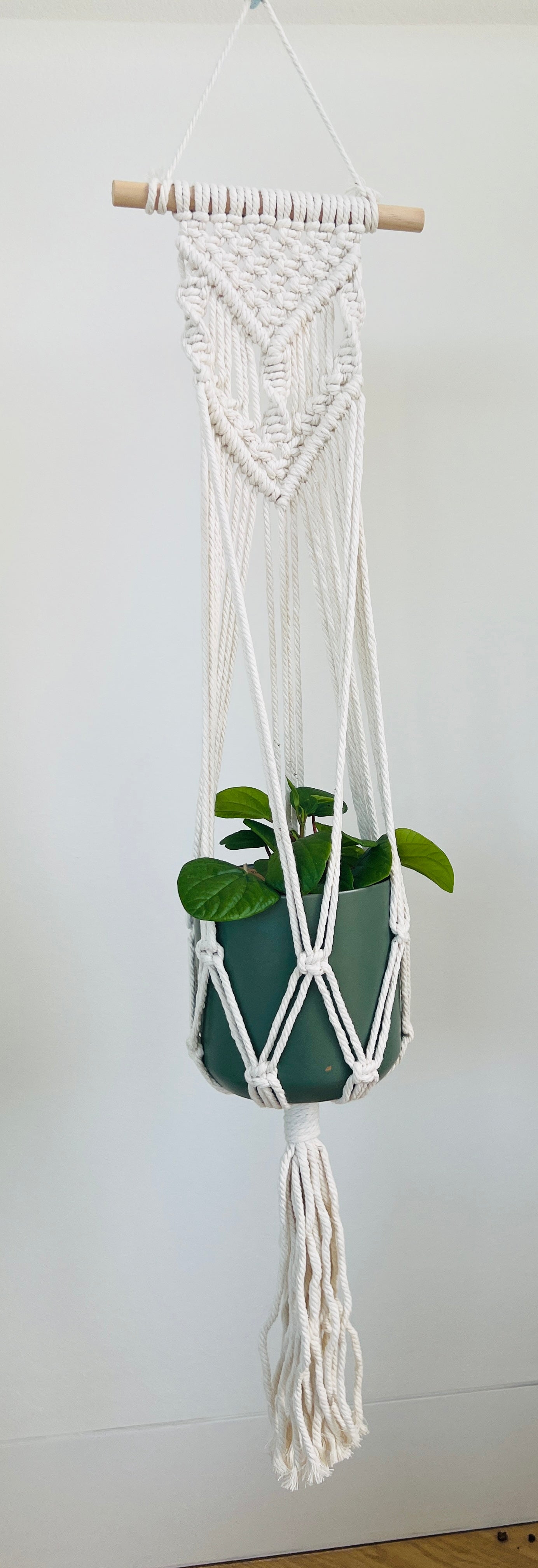 Chevron Macramé Indoor Plant Pot Hanger ~50cm Boho Chic Décor Home Garden Hand Made