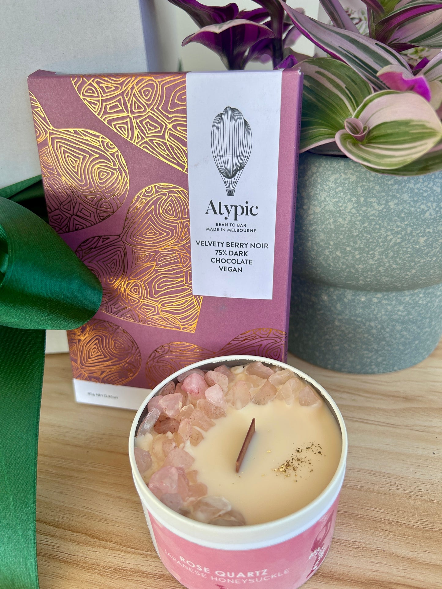 Plant Gift for Her Gift Box Australia Chocolates and Soy Crystal Cadle Birthday Gift