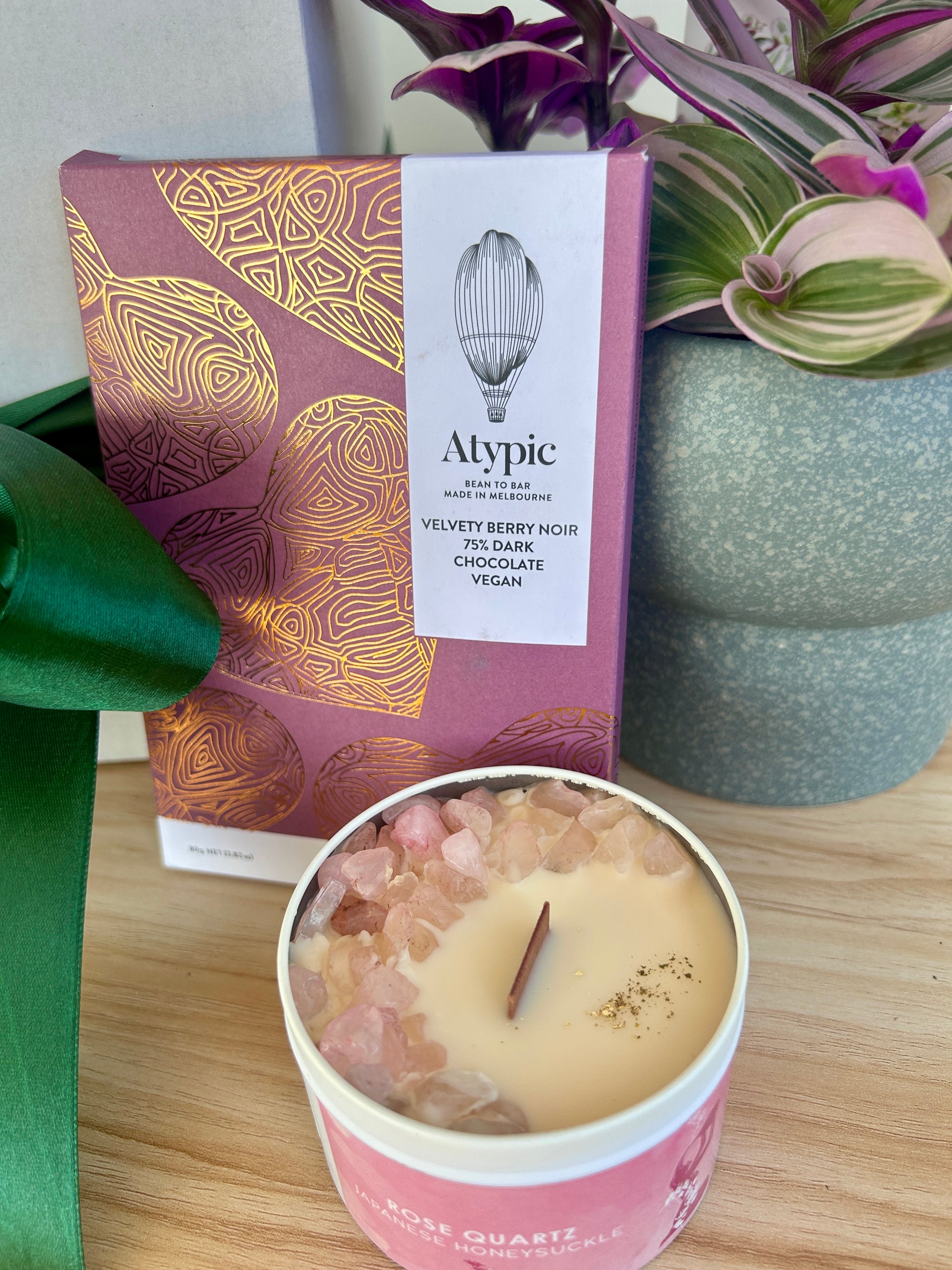 Plant Gift for Her Gift Box Australia Chocolates and Soy Crystal Cadle Birthday Gift