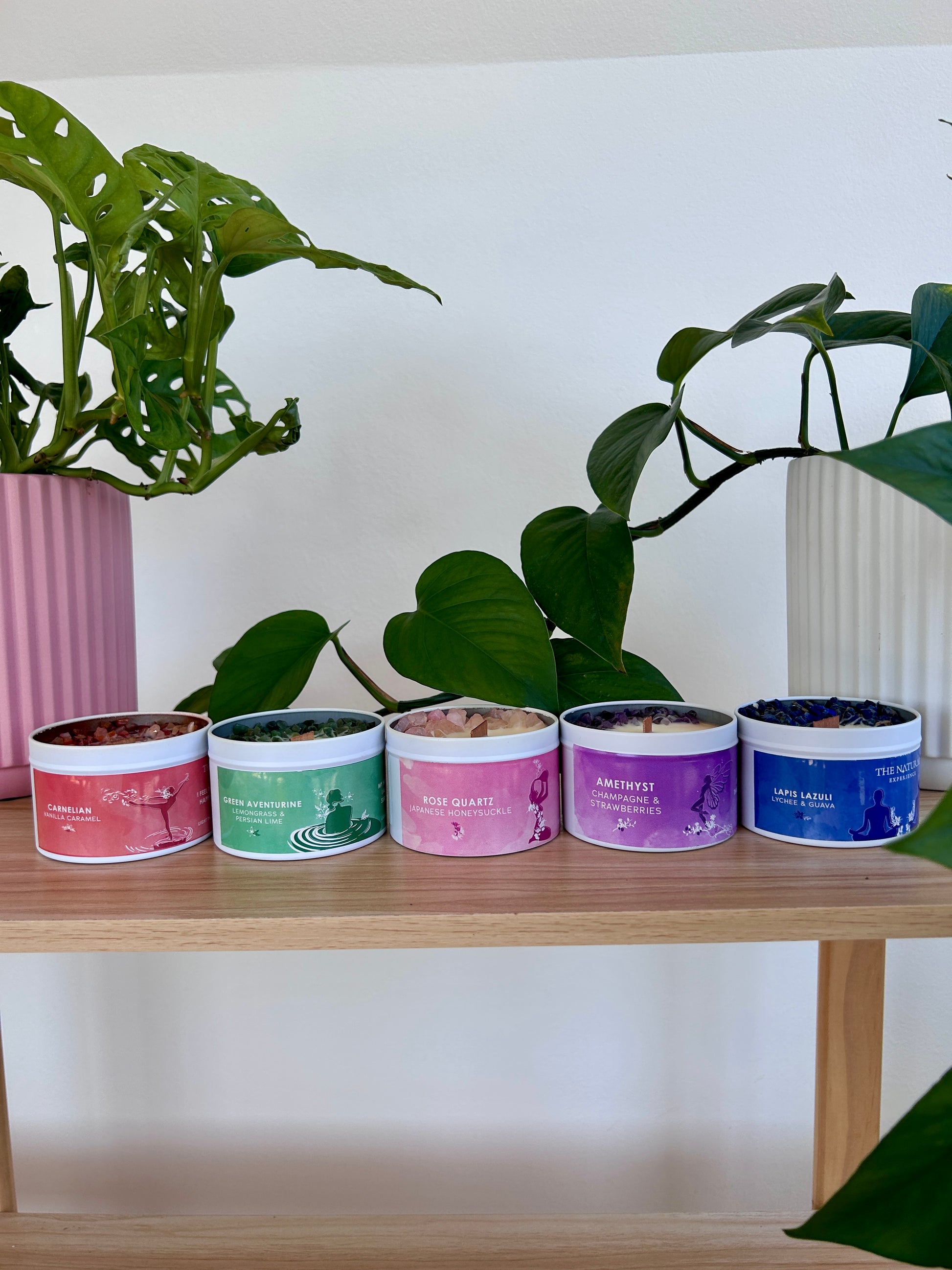 The Natural Experience Soy wax candles with gemstones 
