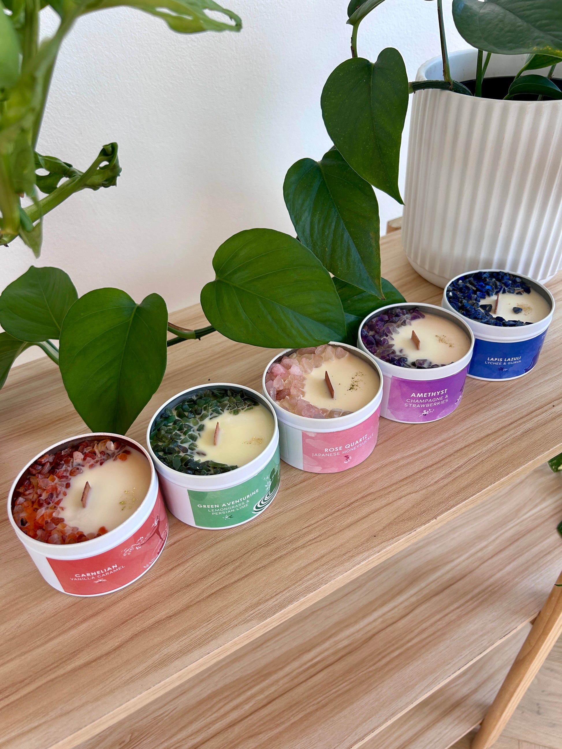 The Natural Experience Soy wax candles with gemstones Mothers Day Gift