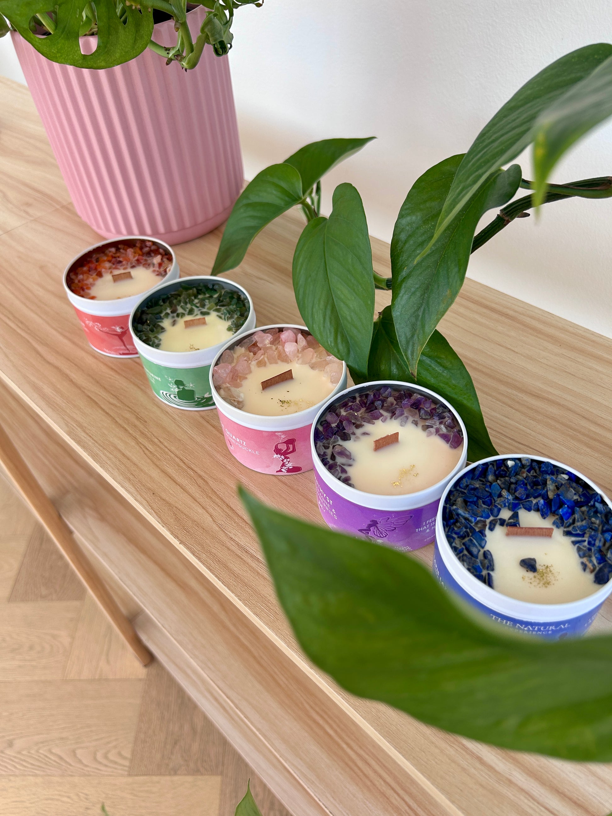 The Natural Experience Soy wax candles with gemstones Mothers Day Gift