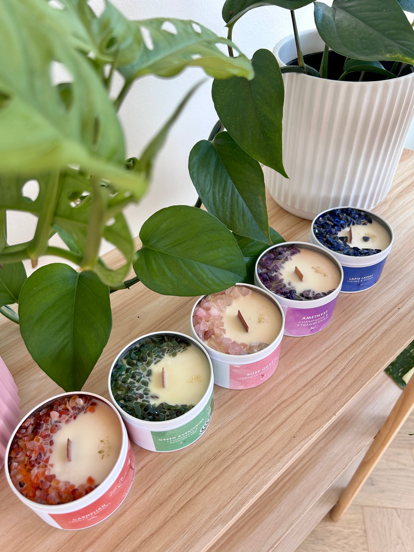 The Natural Experience Soy wax candles with gemstones perfect gift