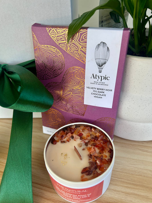 Thinking of You Gift - Peace Lily Spathiphyllum Wallisii 12cm Atypic Chocolate and Soy Gem Candle