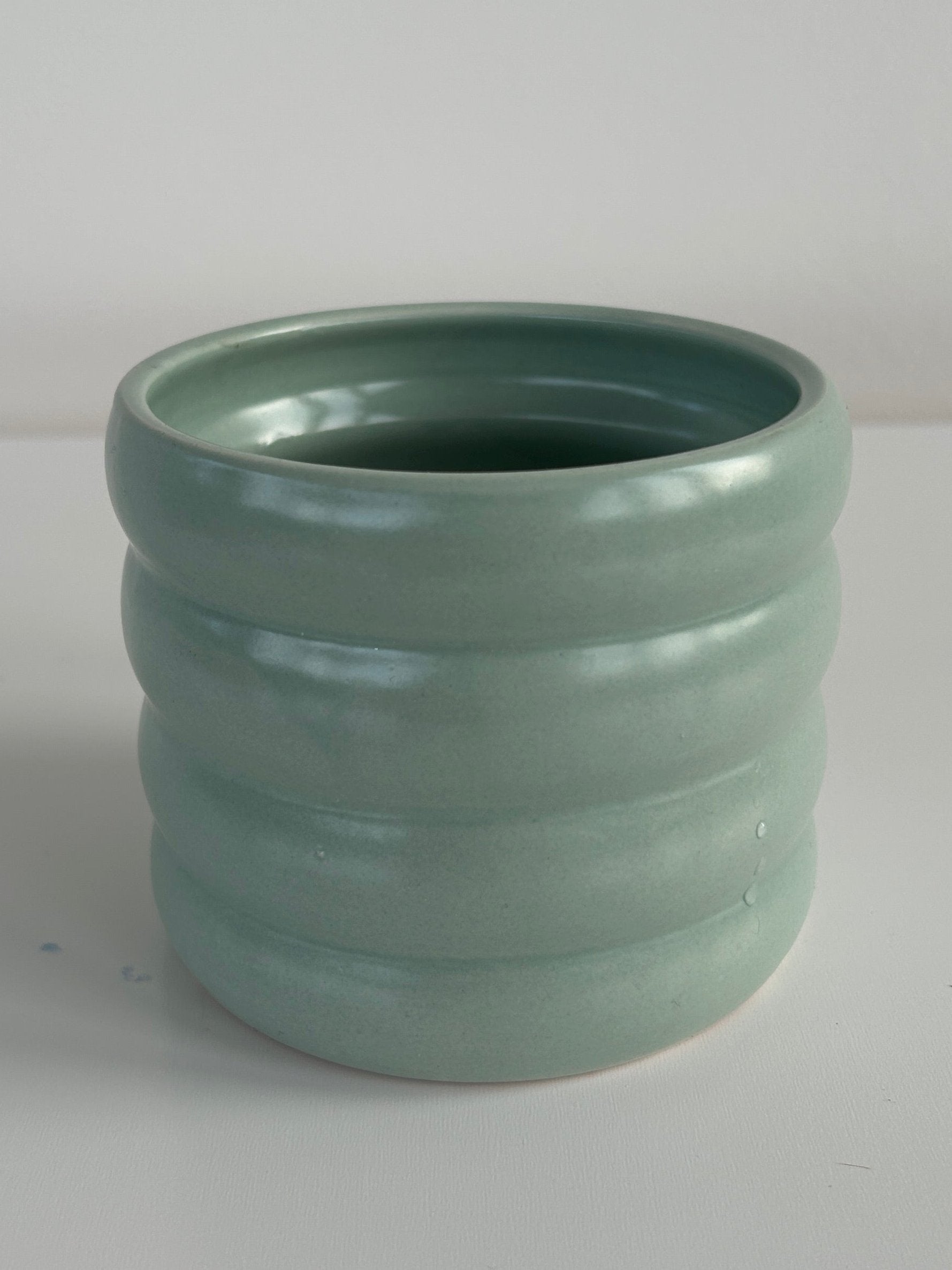 Mint Green Coil Ceramic Indoor Plant Pot 12cm