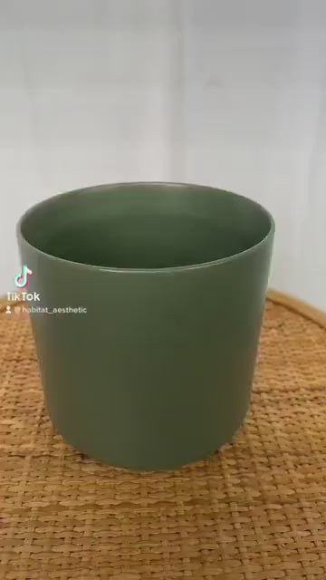 Olive Green Ceramic Plant Pot for Indoor Plant 12cm Boho Chic Décor