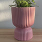 Blush Pink Tall Ribbed Ceramic Vase Plant Pot 12cm Diameter