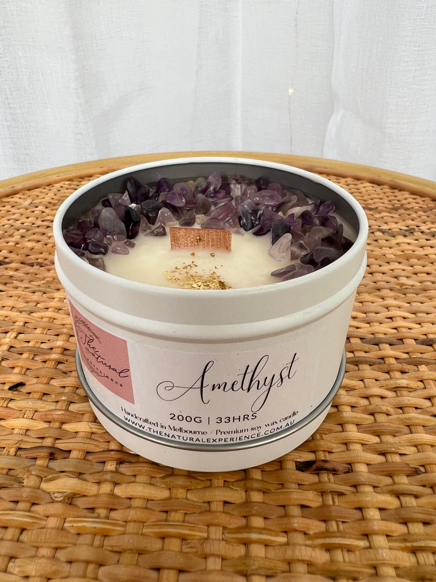     Natural Soy Wax Candles with Gemstones Amethyst