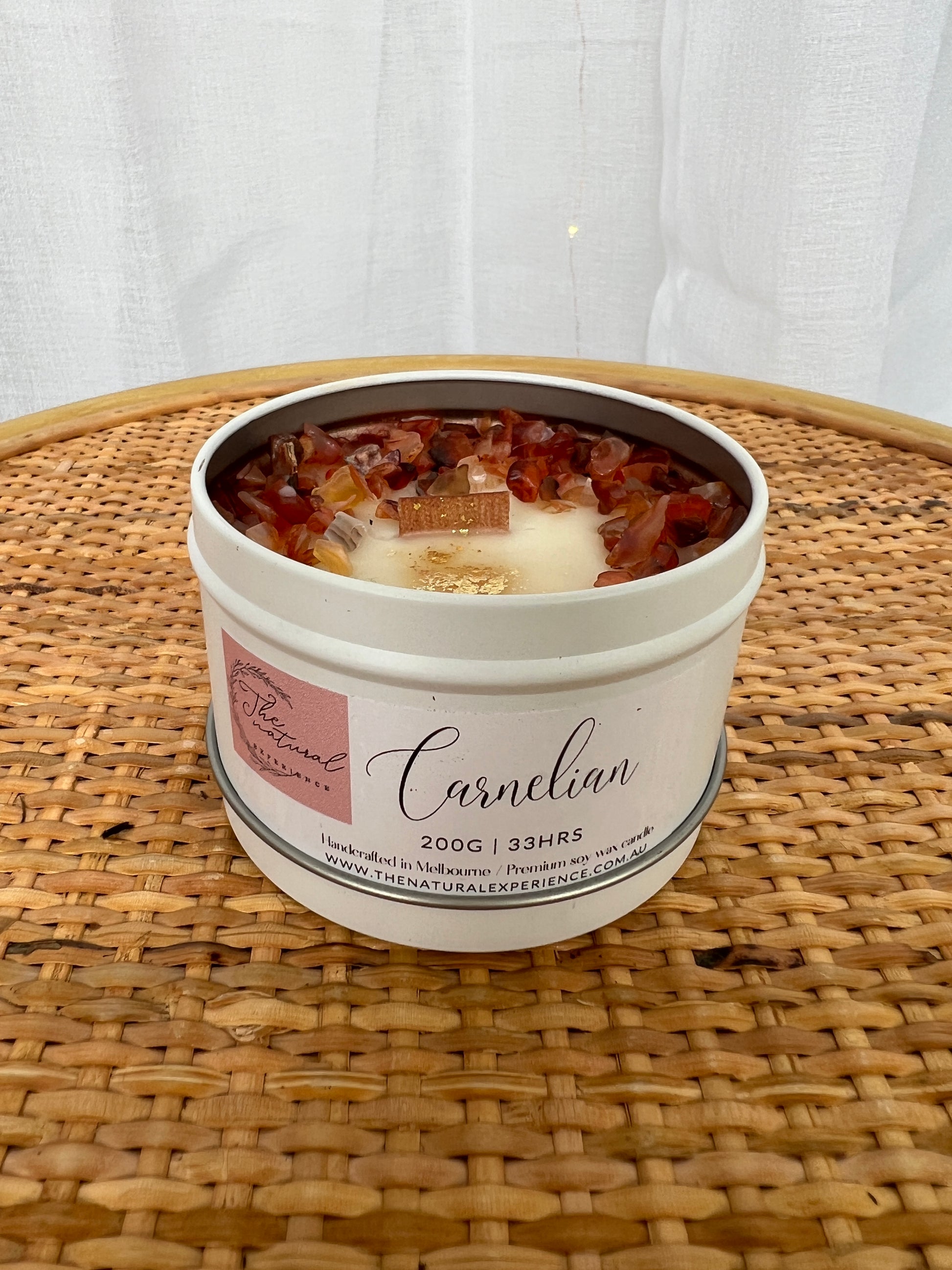     Natural Soy Wax Candles with Gemstones Carnelian