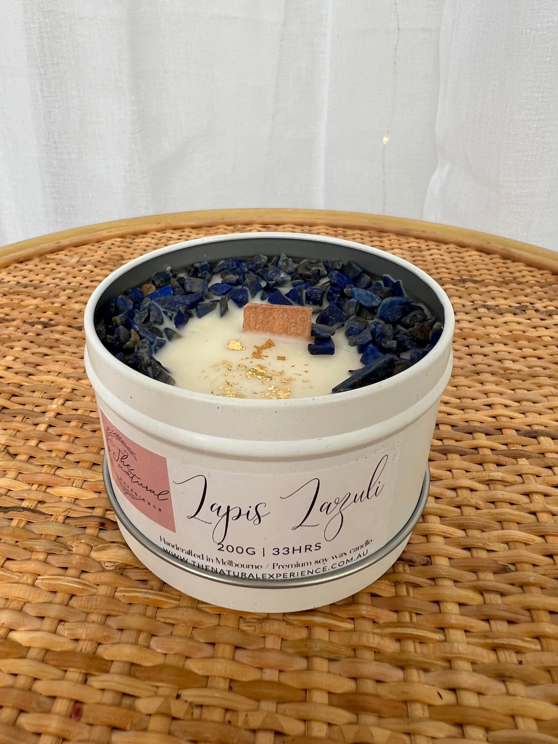     Natural Soy Wax Candles with Gemstones Lapis Lazuli
