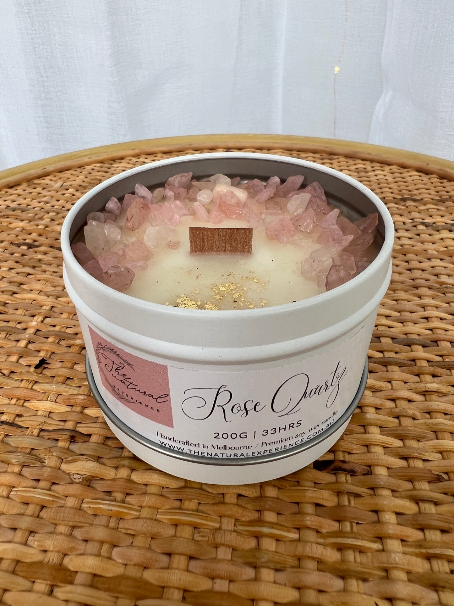    Natural Soy Wax Candles with Gemstones Rose Quartz